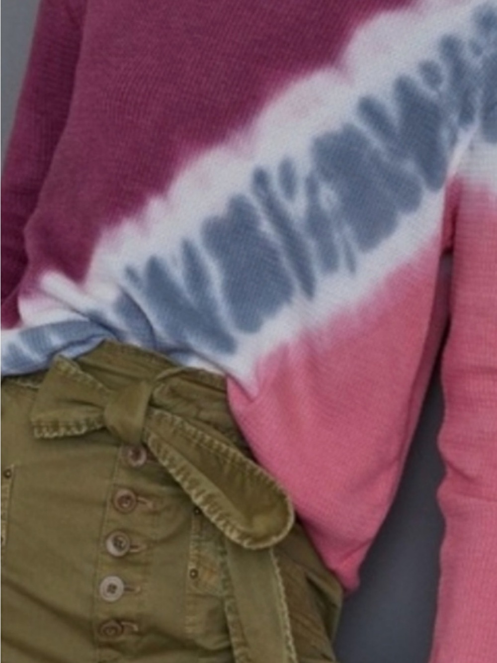 Anthropologie T.la Theresa Tie-Dye Pink & Gray Women's thermal top